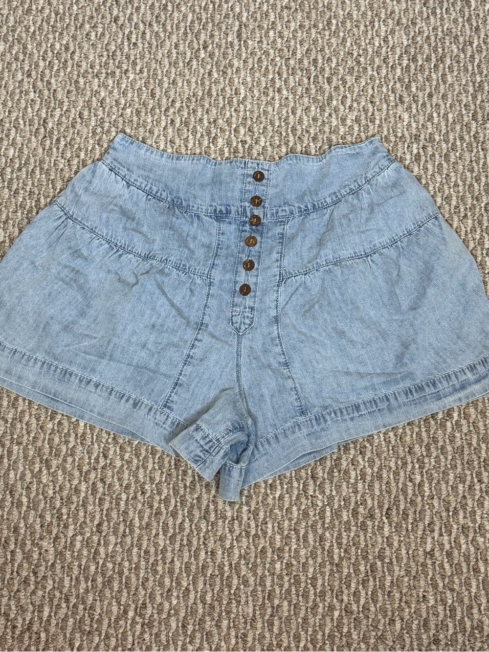 Light Blue Denim Button-Front Women's Shorts